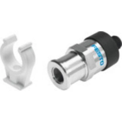 Festo SPTW-P10R-G14-A-M12 pressure transmitter with bracket, industrial automation sensor.