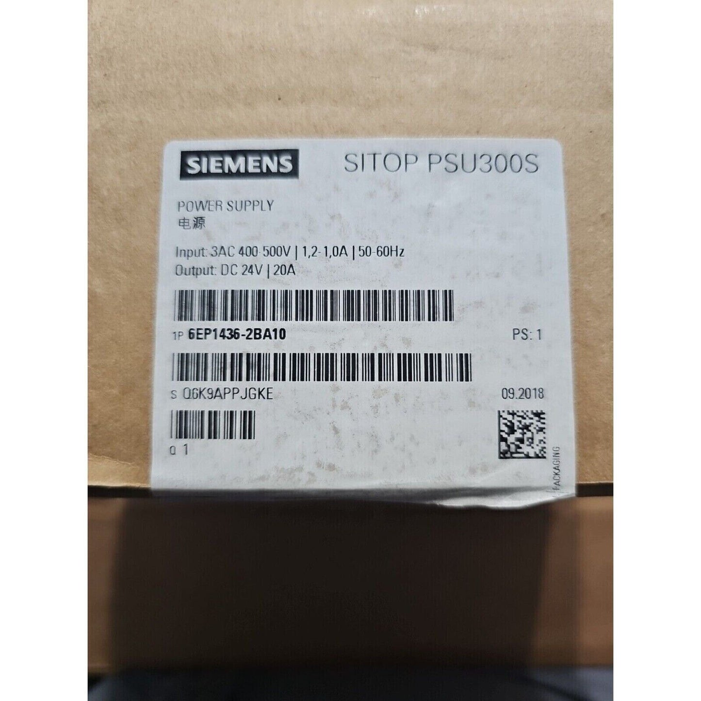 Siemens SITOP PSU300S Power Supply, Model 6EP1436-2BA10, Industrial Automation