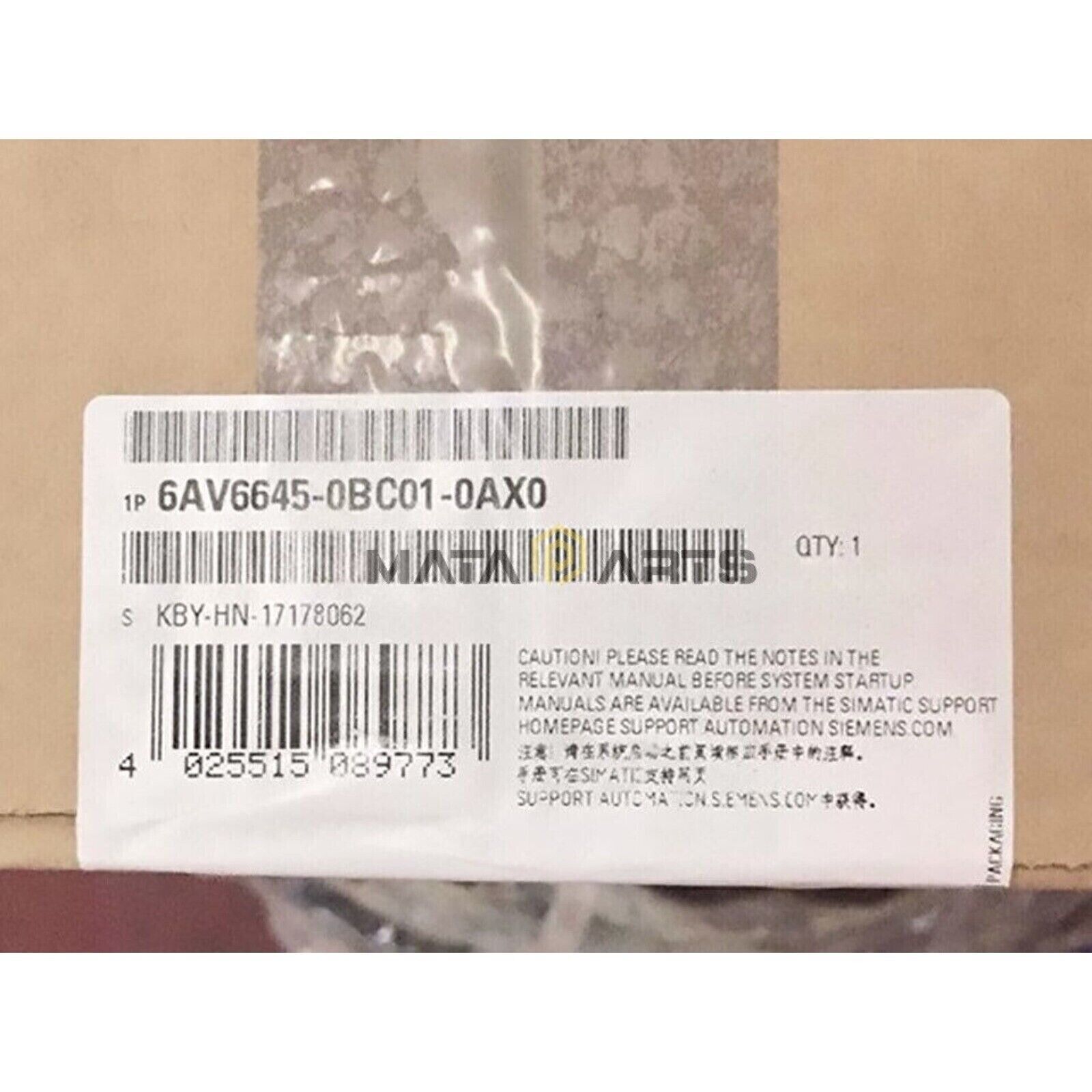 Siemens SIMATIC HMI OP 277 6AV6645-0BC01-0AX0 product label, barcode, quantity 1