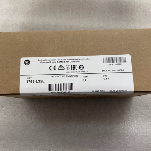 Allen-Bradley 1769-L35E CompactLogix Enet Controller in original packaging, Product of Singapore.