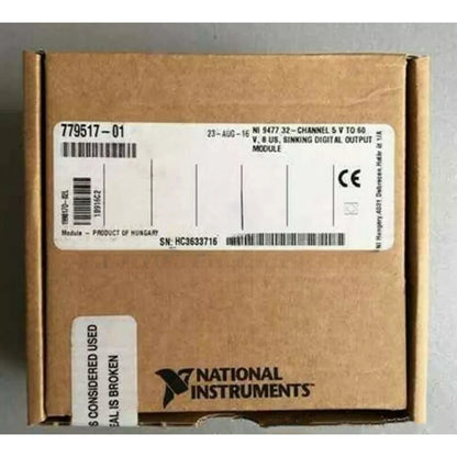 NI 9477 Digital Output Module box. Industrial automation part from National Instruments, with CE mark and product info.