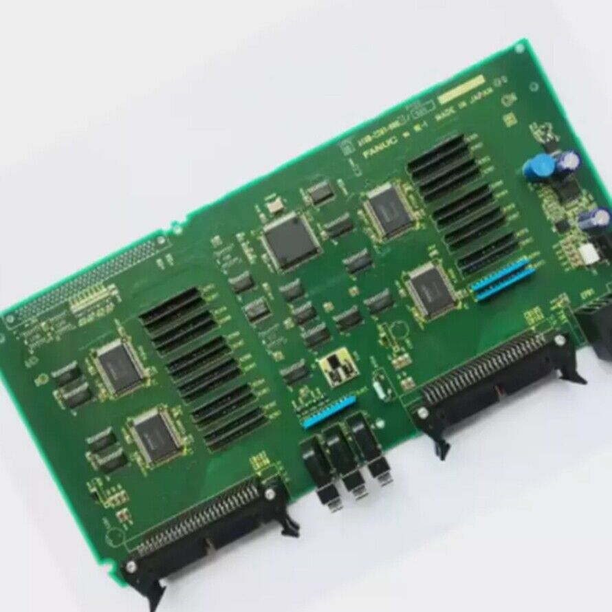 FANUC A16B-2203-0881 PCB Board. Green circuit board with components, new in box. Product detail.
