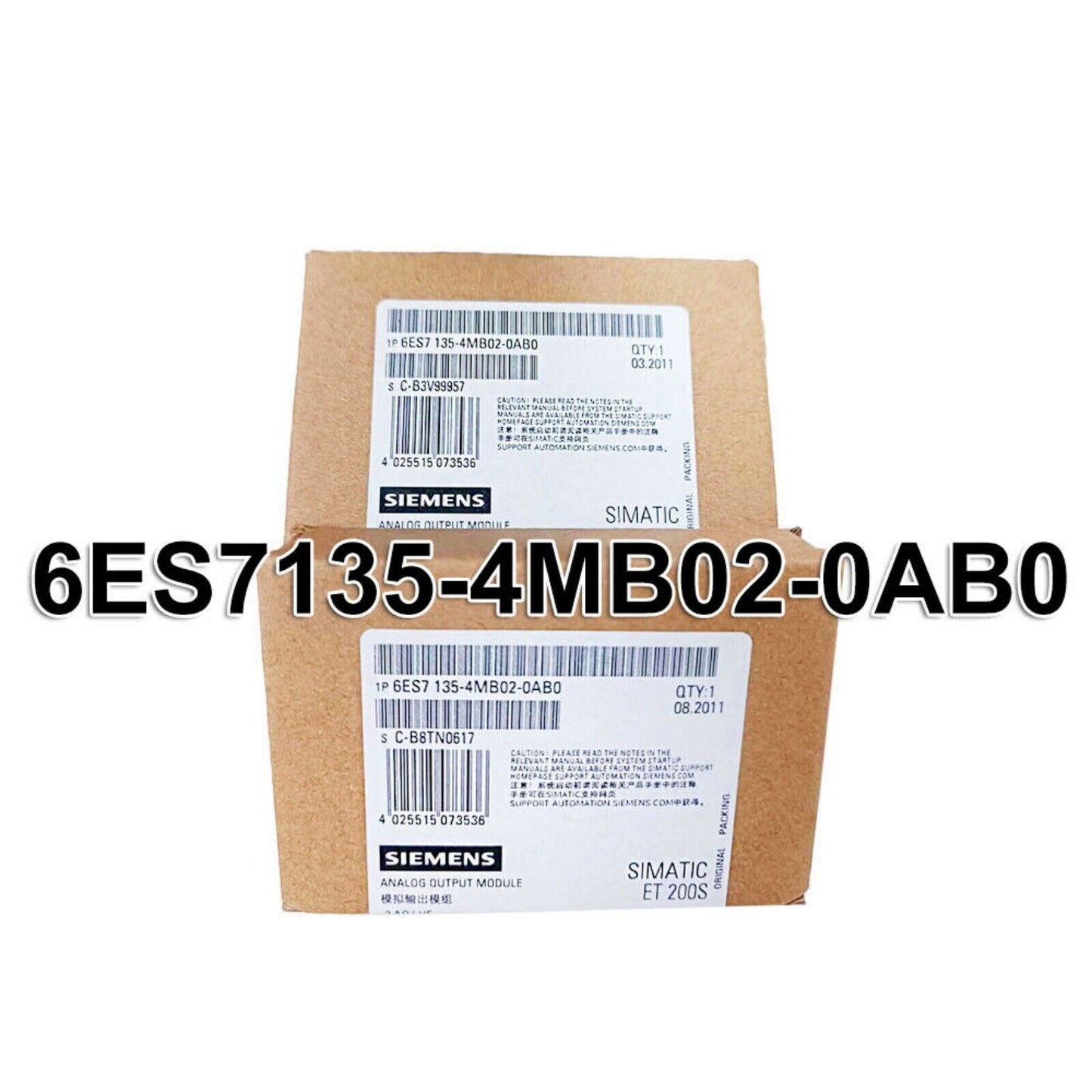 Siemens 6ES7135-4MB02-0AB0 DP Electronics Module ET 200S. Industrial automation part in original packaging.