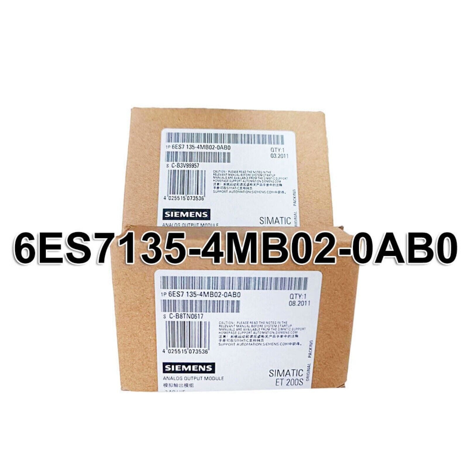 Siemens 6ES7135-4MB02-0AB0 DP Electronics Module ET 200S. Industrial automation part in original packaging.