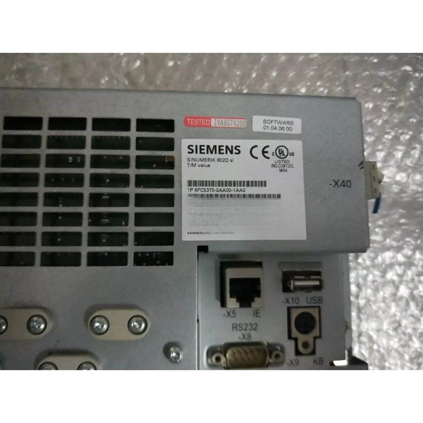Siemens SINUMERIK 802D sl Operator Panel 6FC5370-0AA00-1AA0, industrial automation component with multiple ports and labels.