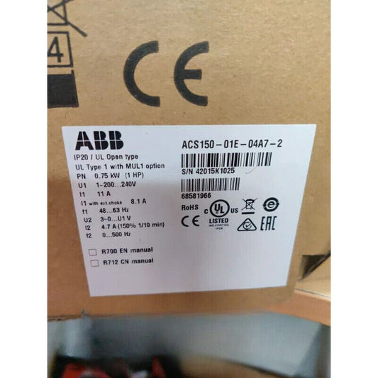 ABB ACS150-01E-04A7-2 Inverter - 0.75KW 220V, Industrial Automation Component