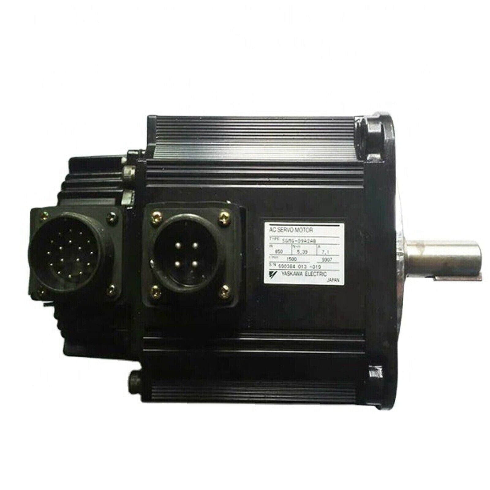 Yaskawa SGMG-09A2AB servo motor. Black industrial motor with label and connector ports, made in Japan.