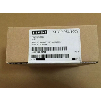 Siemens SITOP PSU100S power supply box, 6EP1333-2BA20. Industrial automation part for PLC systems. Features 24V/5A output.