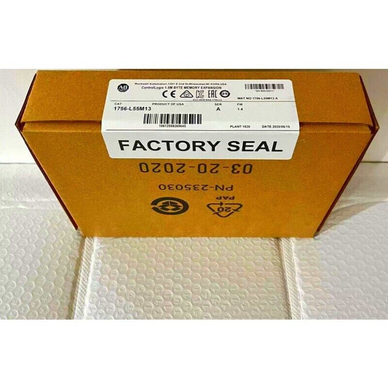 Allen-Bradley 1756-L55M13 /A Processor Unit box, factory sealed. Contains ControlLogix 1.5M Byte Memory Expansion module.