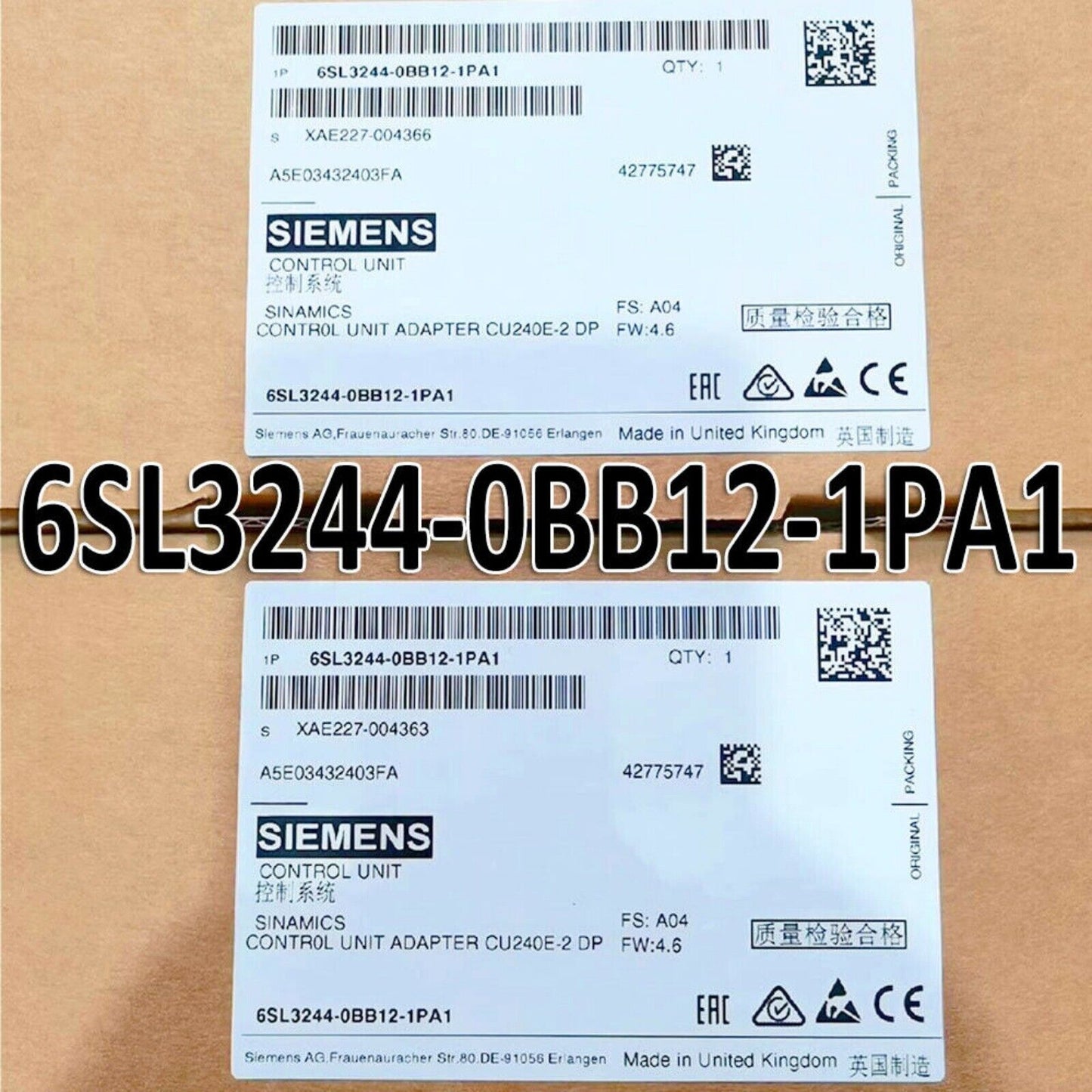 Siemens SINAMICS G120 Control Unit 6SL3244-0BB12-1PA1, Industrial Automation Part, Panel Mounting