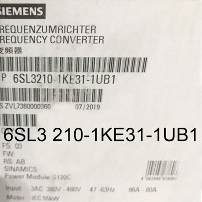 Siemens SINAMICS G120C frequency converter, model 6SL3210-1KE31-1UB1, industrial automation part.