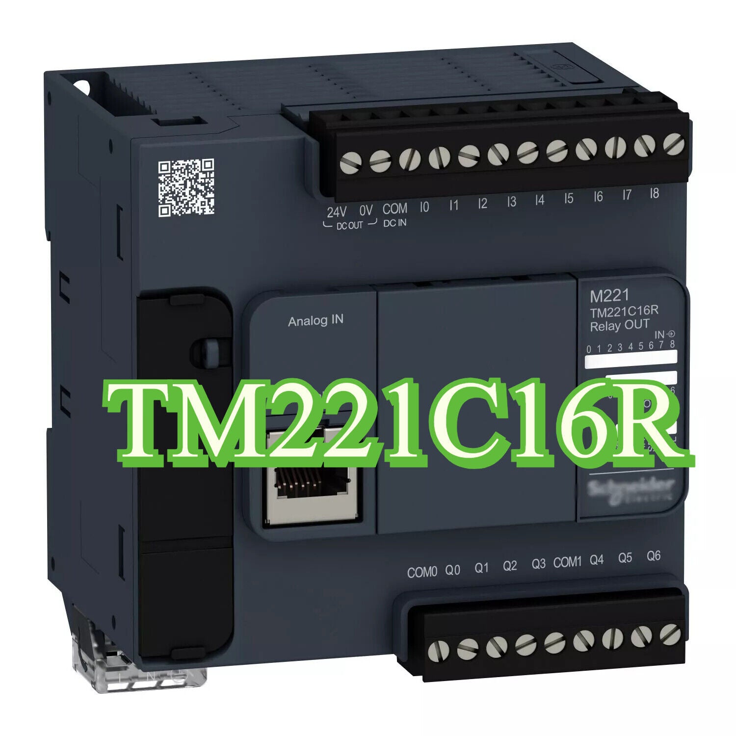 Schneider Electric TM221C16R PLC Module - Compact, featuring relay outputs and digital inputs.