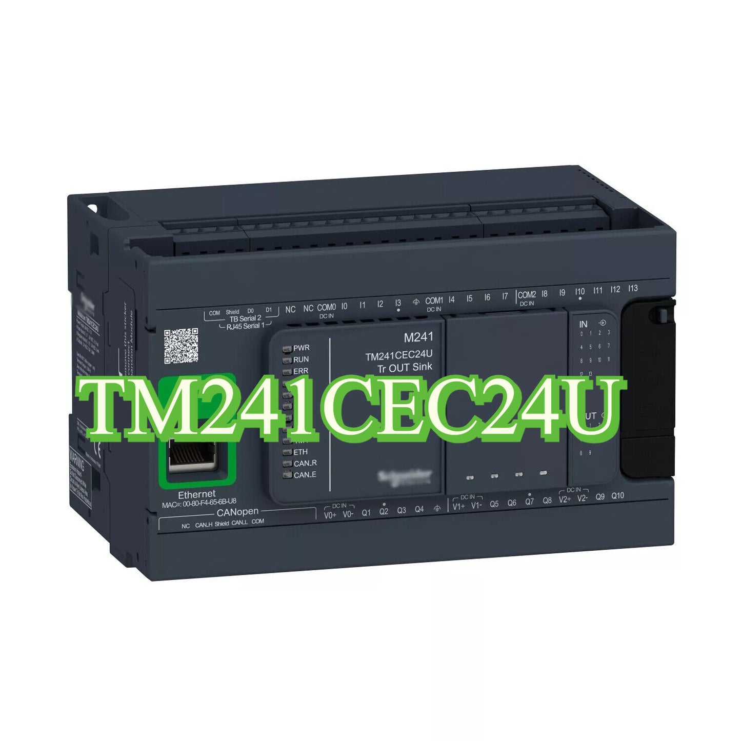 Schneider Electric TM241CEC24U Programmable Controller. Ethernet and CANopen connectivity.