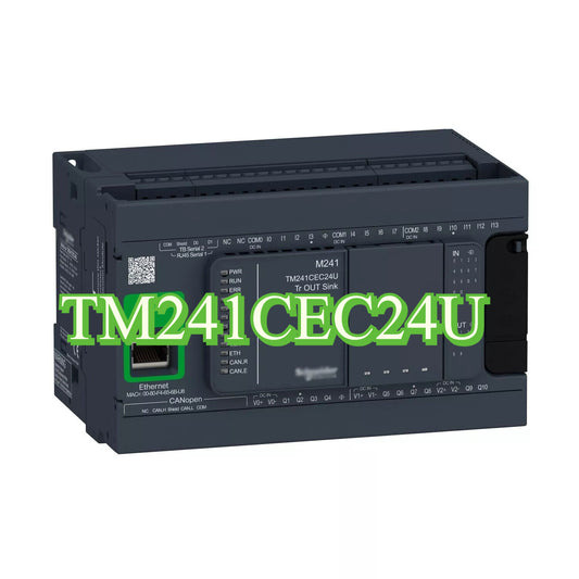 Schneider Electric TM241CEC24U Programmable Controller. Ethernet and CANopen connectivity.