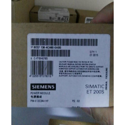 Siemens SIMATIC ET 200S PM-E Power Module 6ES7 138-4CA60-0AB0 packaging, PLC module, industrial automation part
