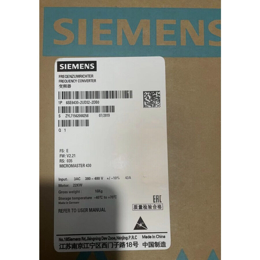 Siemens MICROMASTER 430 Frequency Converter 6SE6430-2UD32-2DB0 - Industrial Automation Part