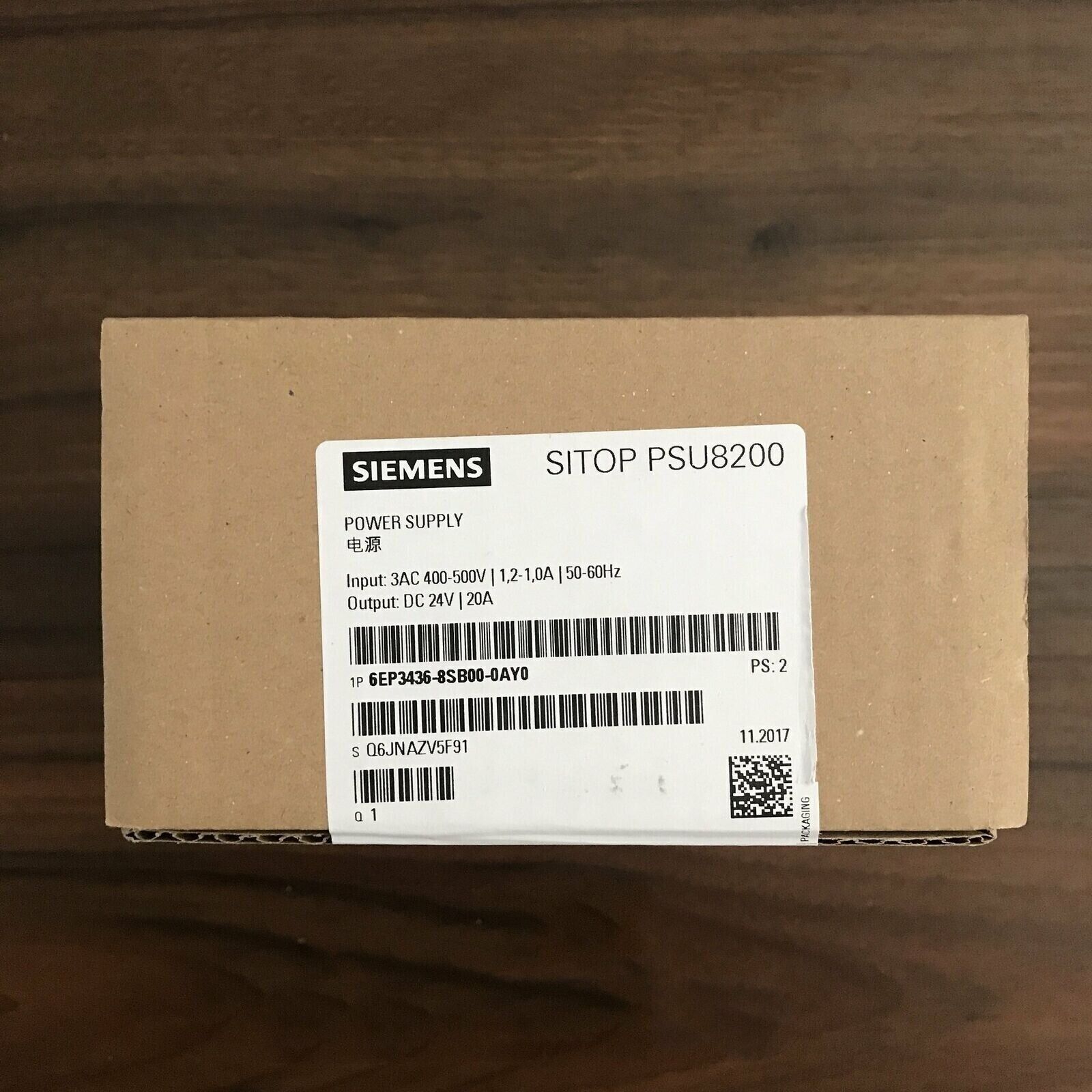 Siemens SITOP PSU8200 Power Supply 6EP3436-8SB00-0AY0 Box on Wooden Surface