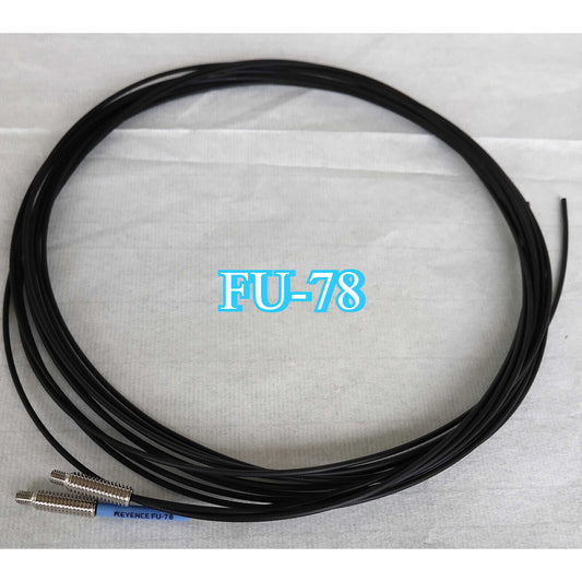 Keyence FU-78 Fiber Optic Sensor, black cable and silver connectors, new in box