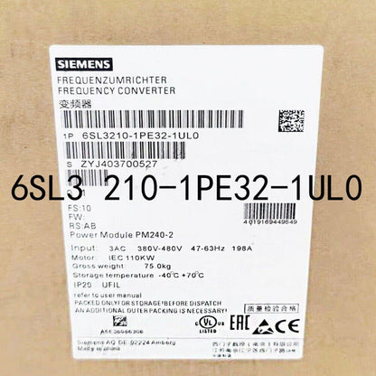 Siemens SINAMICS G120 Power Module 6SL3210-1PE32-1UL0. Frequency Converter, Industrial automation part, black and white.