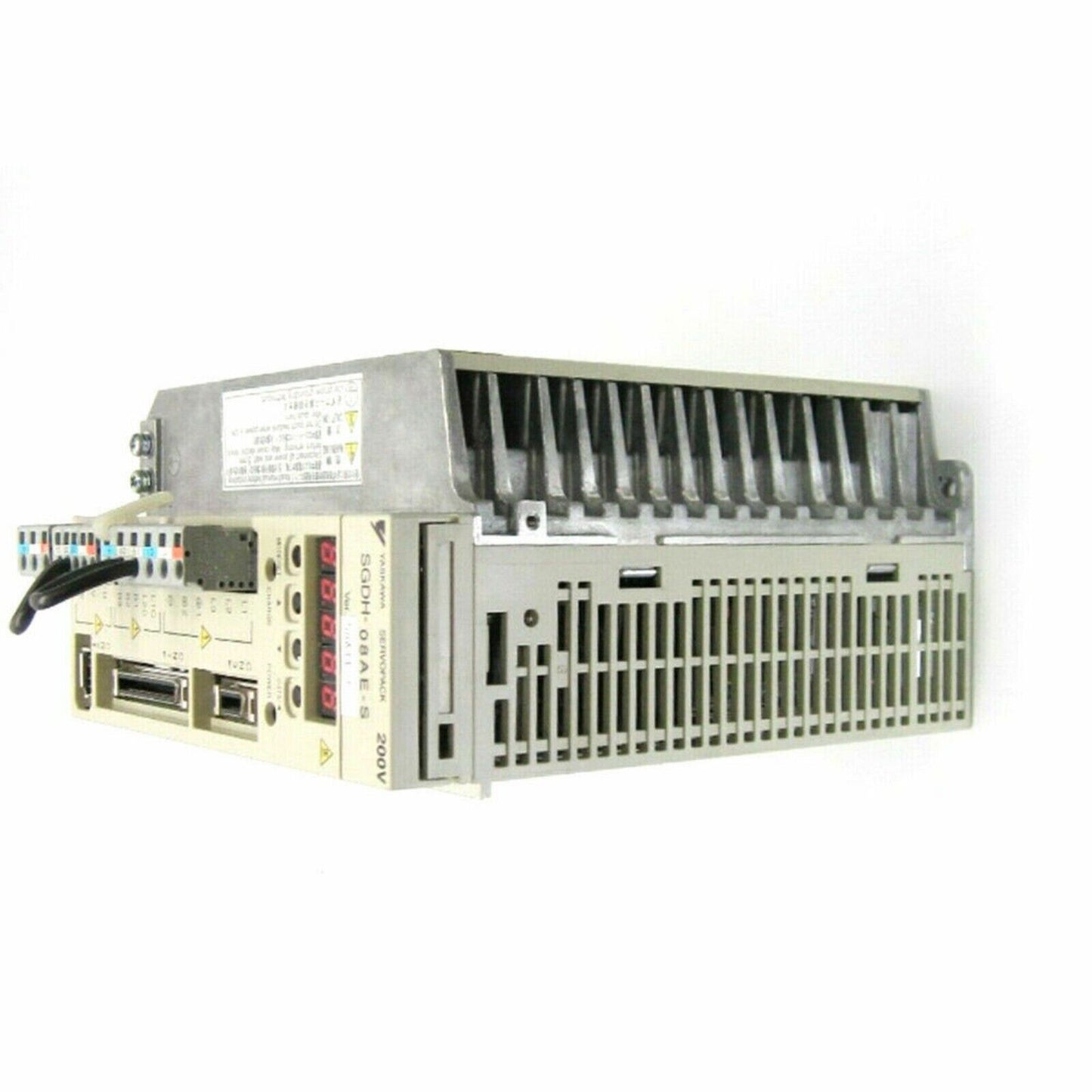 YASKAWA SGDH-08AE-S servo drive, beige and silver, 200V. New servo drive for industrial automation.