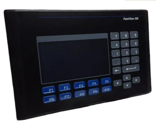 Allen-Bradley PanelView 550 PLC HMI Display, 2711-B5A20, featuring a keypad and display screen for industrial automation.