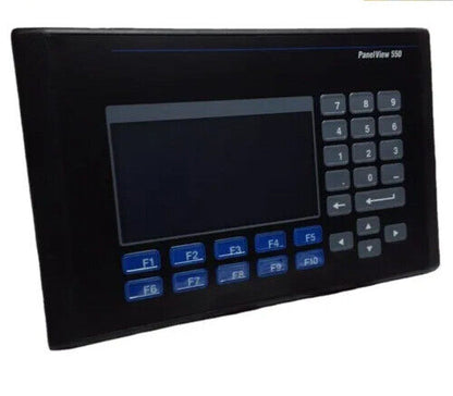 Allen-Bradley PanelView 550 PLC HMI Display, 2711-B5A20, featuring a keypad and display screen for industrial automation.