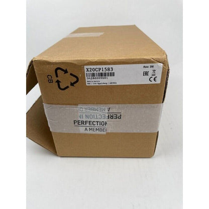 B&R X20CP1583 CPU product box, Rev.D6. New industrial automation PLC part packaging.