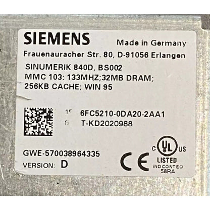 Siemens 6FC5210-0DA20-2AA1 Industrial Automation Part, Made in Germany