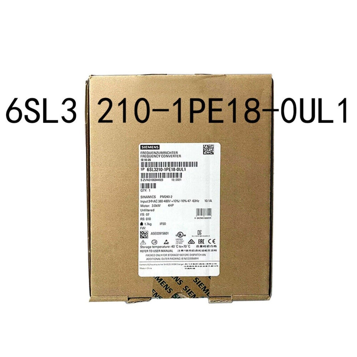 Siemens SINAMICS PM240-2 Power Module 6SL3210-1PE18-0UL1, Industrial Automation Part, Boxed.