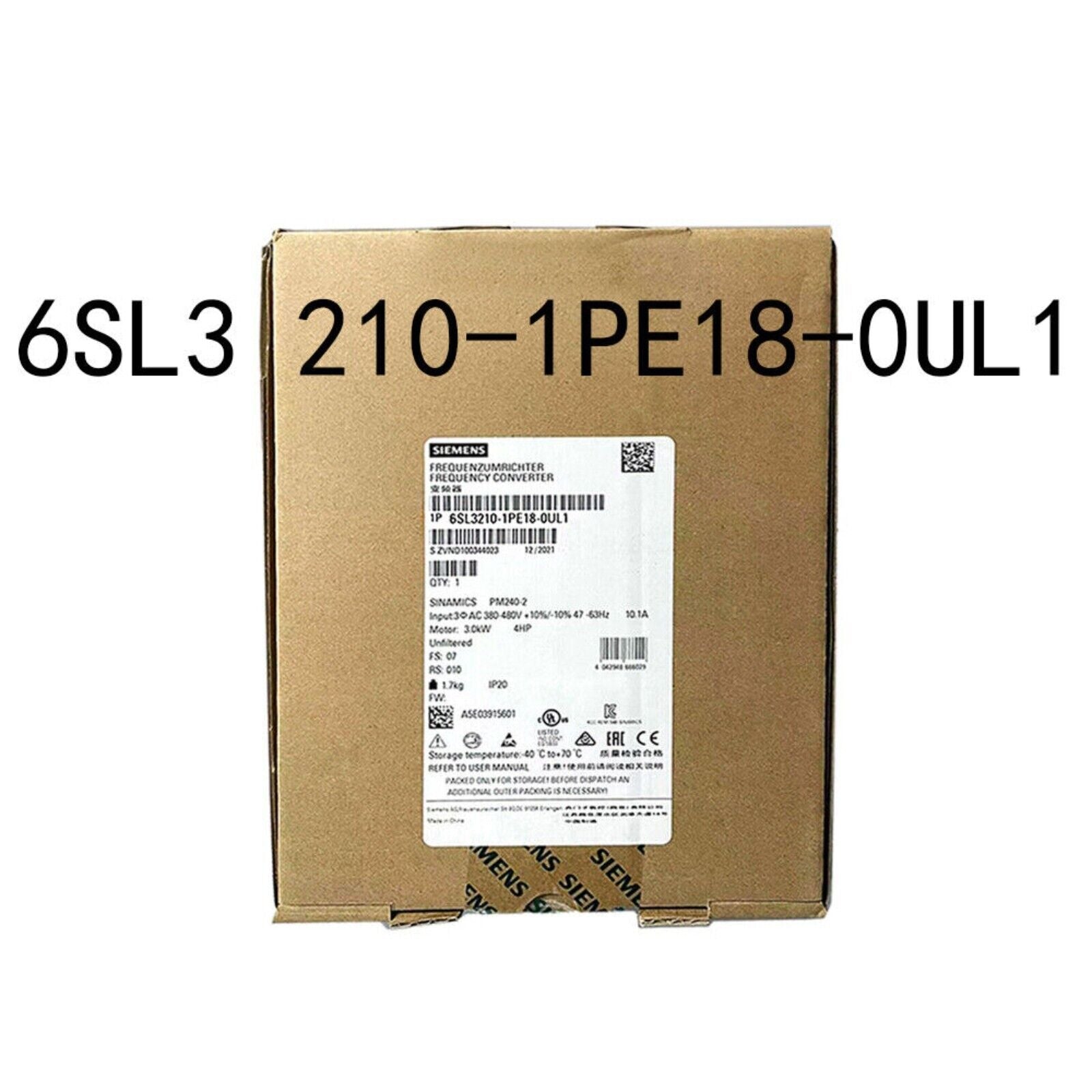 Siemens SINAMICS PM240-2 Power Module 6SL3210-1PE18-0UL1, Industrial Automation Part, Boxed.