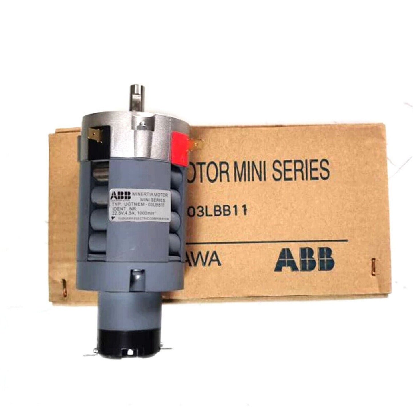 New ABB Servo Motor UGTMEM-03LBB11, Mini Inertia Motor, grey and silver industrial automation equipment