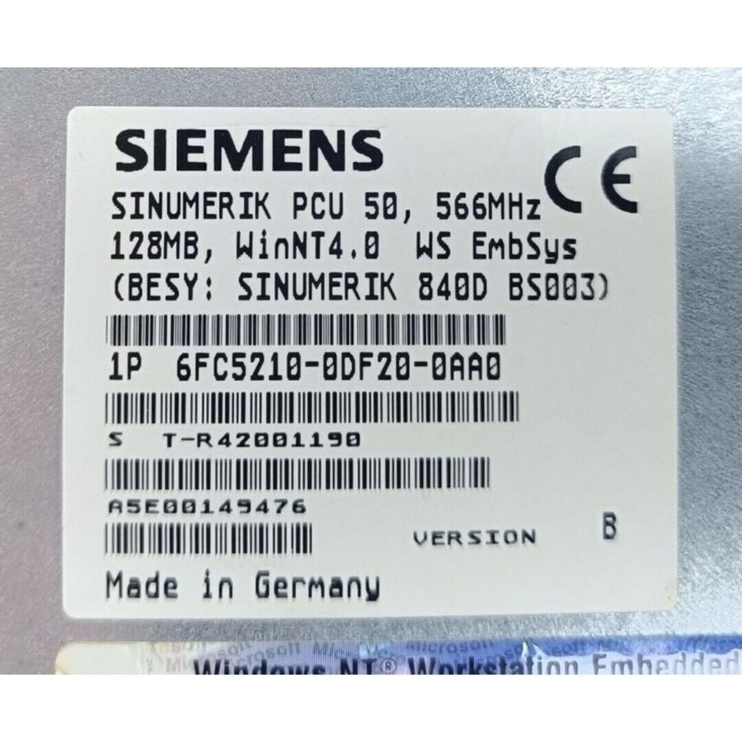 SINUMERIK | Siemens | 6FC5210-0DF20-0AA0 6FC5 210-0DF20-0AA0 SINUMERIK PCU 50 566 MHz
