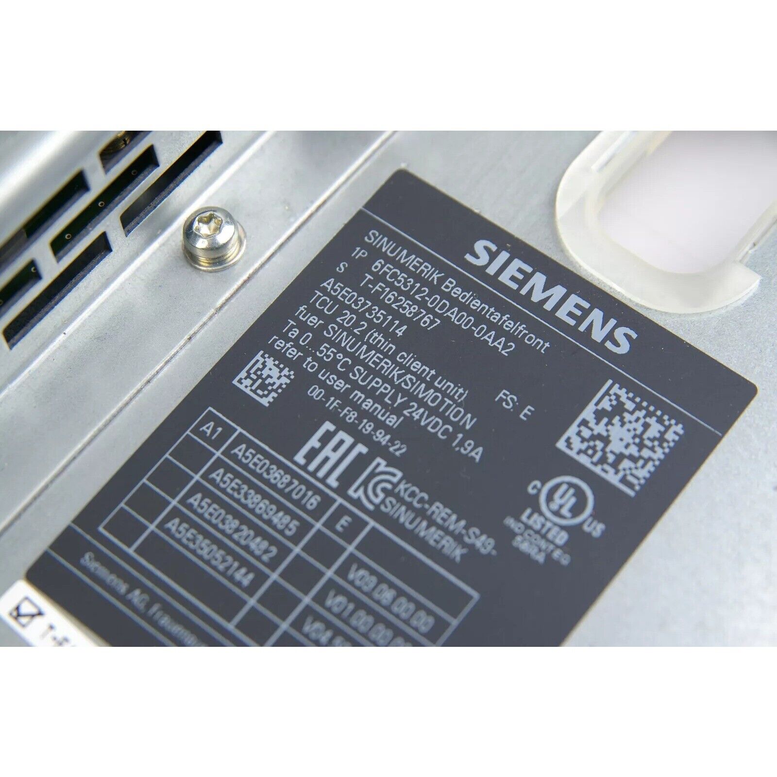 Siemens SINUMERIK PLC Module 6FC5312-0DA00-0AA2, industrial automation part with labels and model number