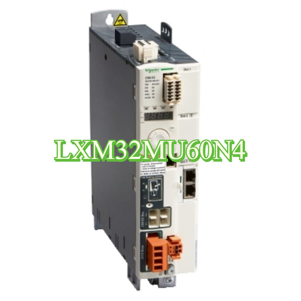 Schneider Electric LXM32MU60N4 servo drive, compact design with integrated ports, suitable for industrial automation.