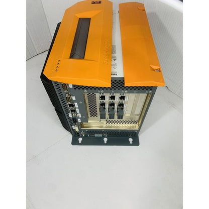 B&R 5PC600.SX05-01 industrial panel PC, orange/black casing, 'Automation PC' and 'Auto' labels.