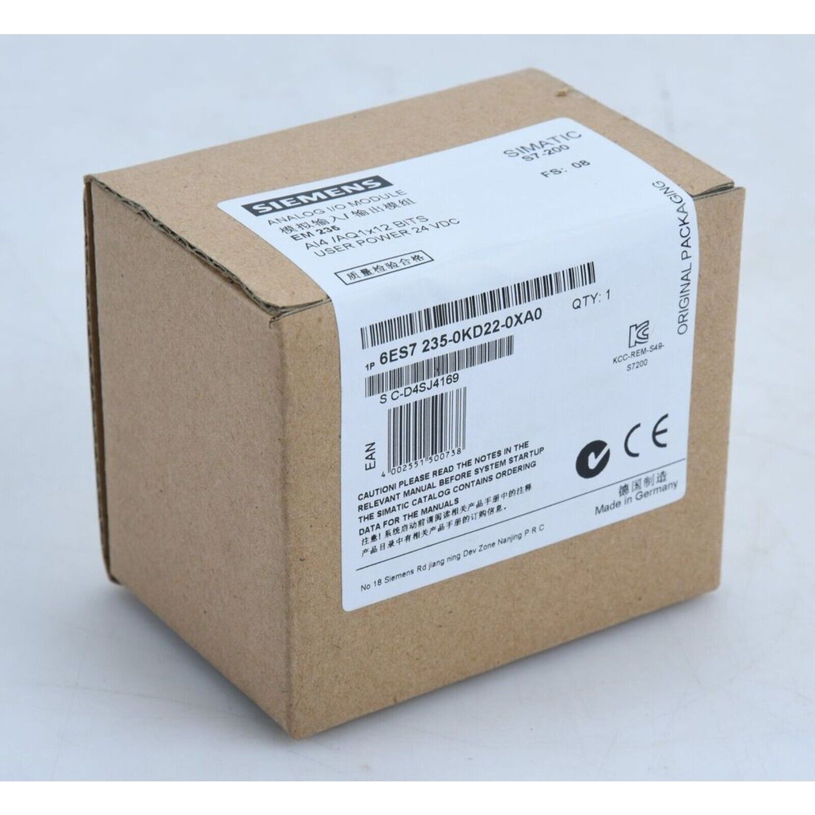 Siemens 6ES7 235-0KD22-0XA0 PLC Module in Box - New, Made in Germany