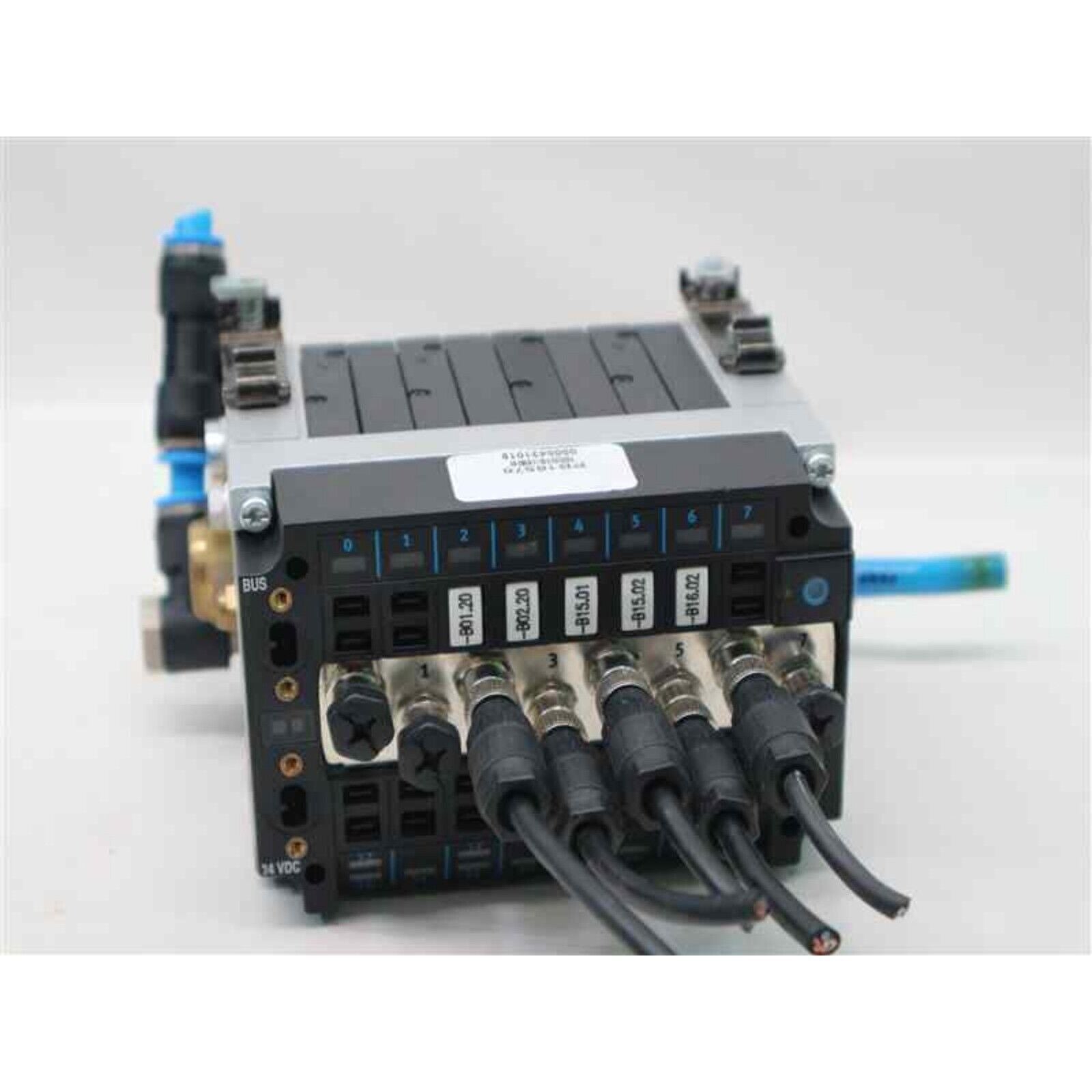 Festo CPV10-GE-ASI-8E8A-ZM8 Valve Terminal, industrial automation part, black and silver, with cables