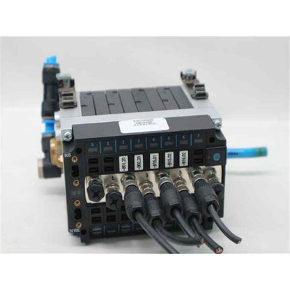 Festo CPV10-GE-ASI-8E8A-ZM8 Valve Terminal, industrial automation part, black and silver, with cables