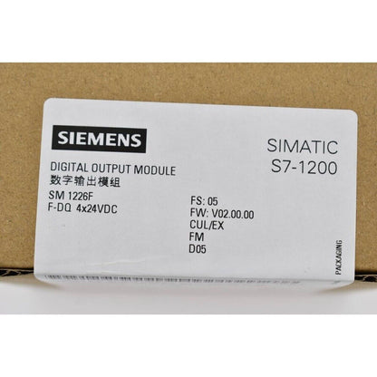 Siemens SIMATIC S7-1200 Digital Output Module SM 1226F, industrial automation part, F-DQ 4x24VDC, product packaging