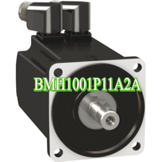 Schneider BMH1001P11A2A servo motor, industrial automation part, black and silver.