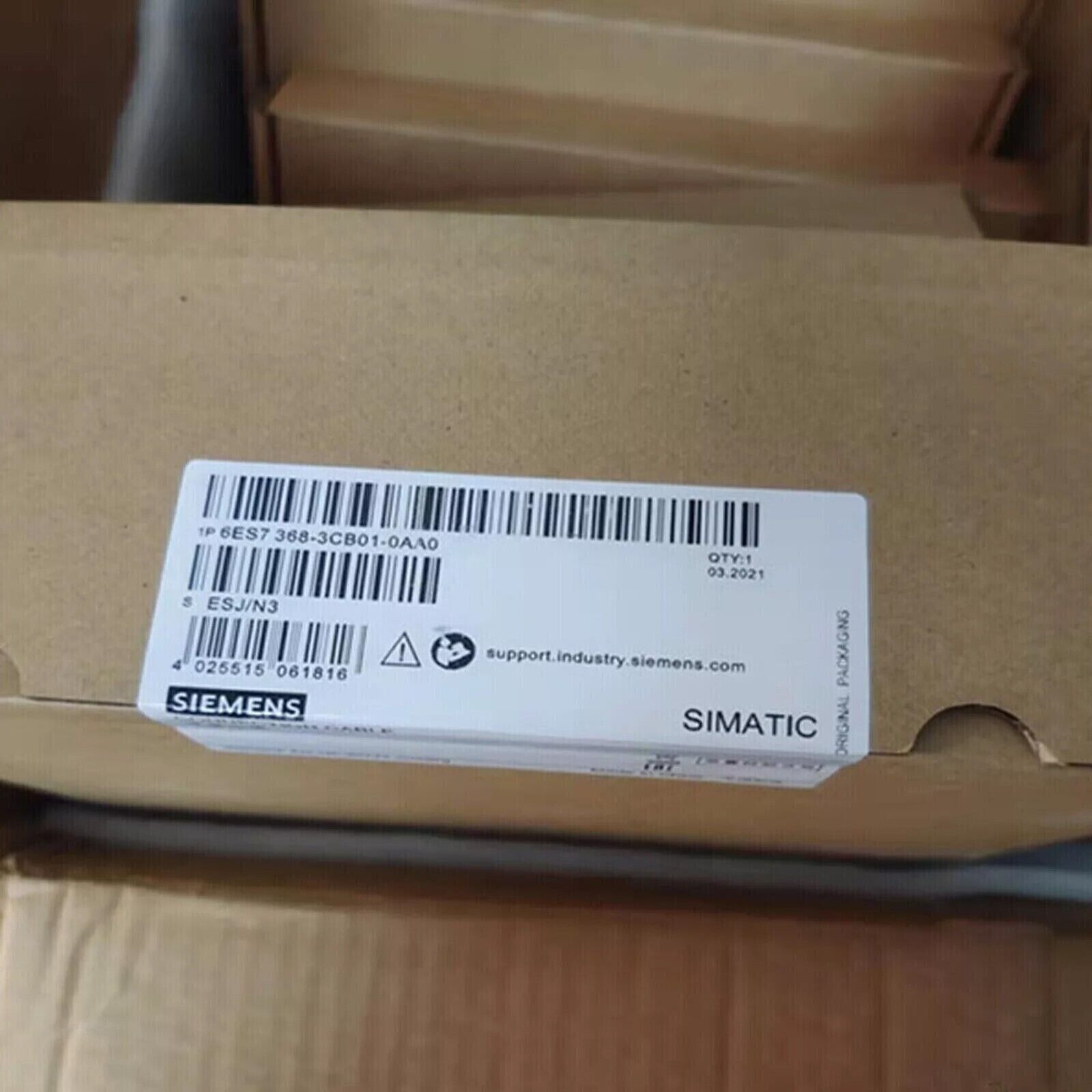 Siemens S7-300 PLC cable in original packaging. Product label visible with model 6ES7 368-3CB01-0AA0.