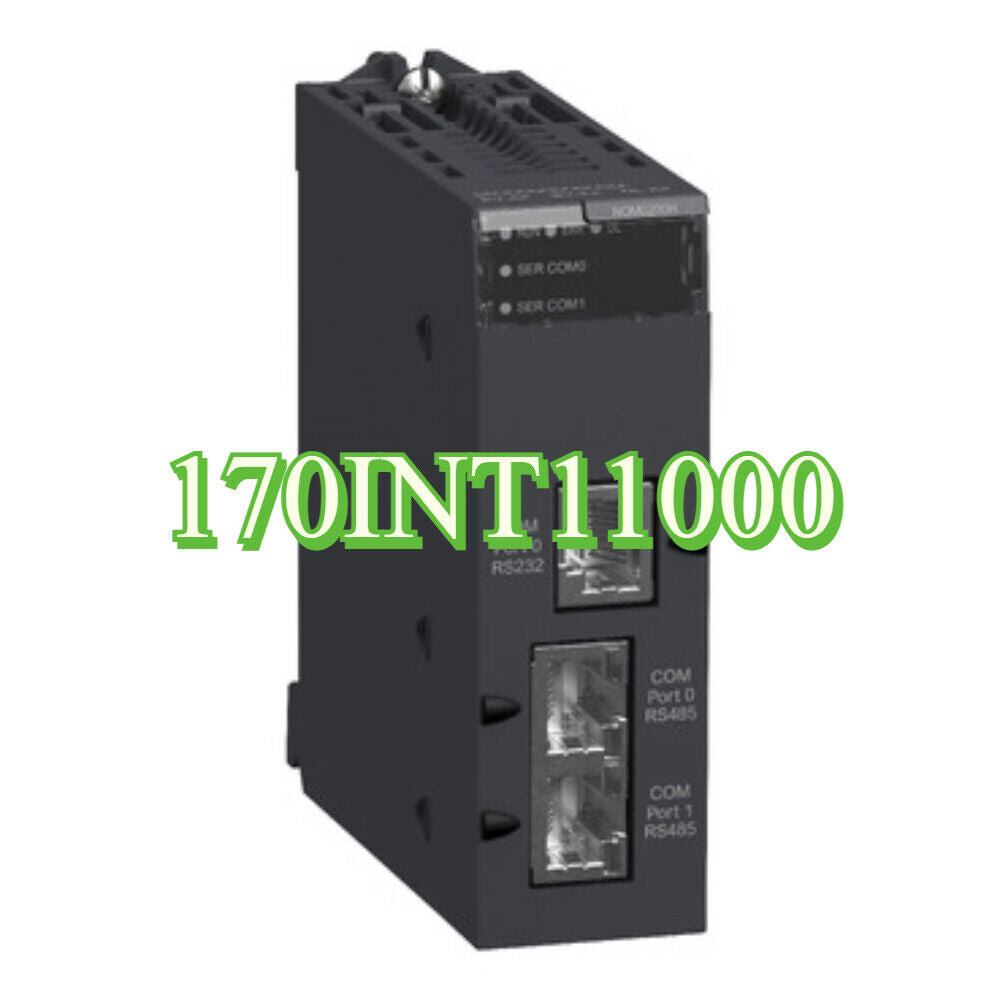 Schneider Electric 170INT11000 PLC Module, black industrial automation equipment with ports and RS485