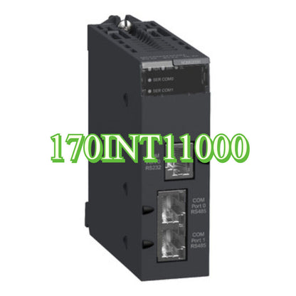 Schneider Electric 170INT11000 PLC Module, black industrial automation equipment with ports and RS485