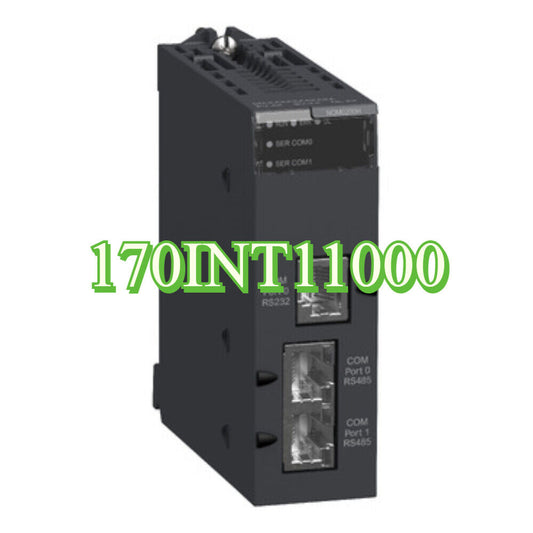 Schneider Electric 170INT11000 PLC Module, black industrial automation equipment with ports and RS485