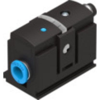 Festo SDE5-D10-O-Q6E-P-M8 pressure sensor, black with blue accents, industrial automation part