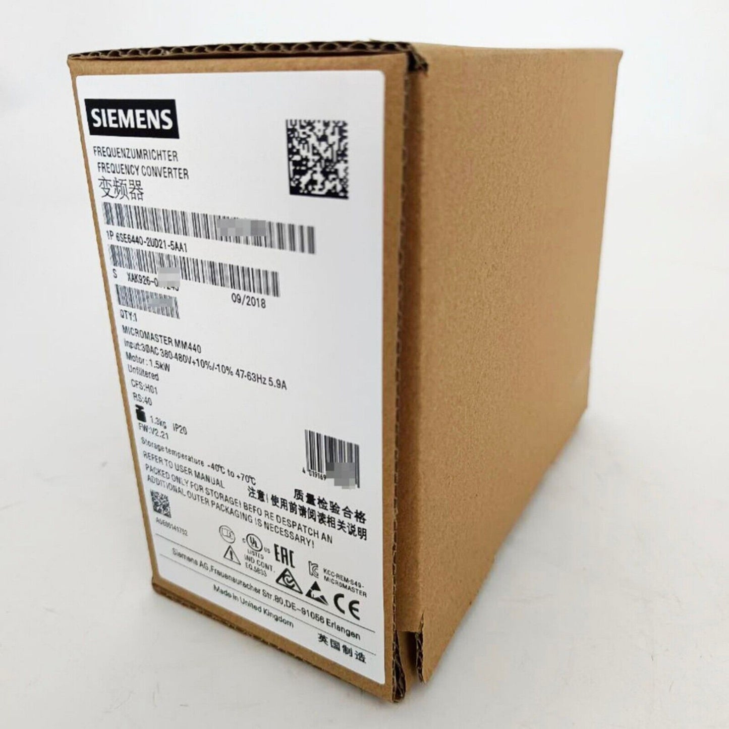 Variable Frequency Drive | Siemens | 6SE6440-2UD21-5AA1 6SE6 440-2UD21-5AA1 MICROMASTER440 without filter
