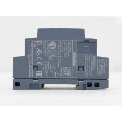 Siemens LOGO! DM8 12/24R Expansion Module, 6ED1055-1MB00-0BA2, with certifications and safety warnings.