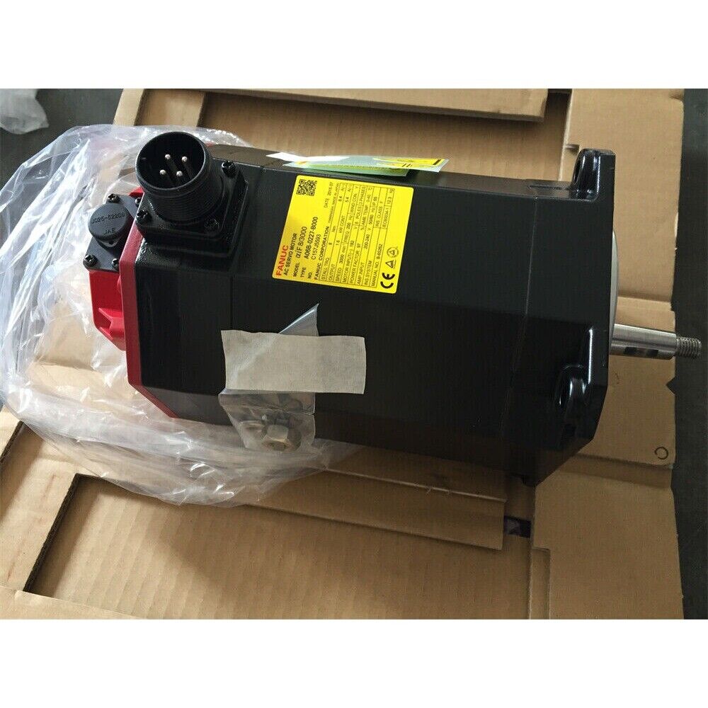 FANUC A06B-0227-B000 Servo Motor, black, red industrial automation part, new in box, with label.