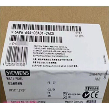Siemens SIMATIC MP377 Multi Panel 6AV6 644-0BA01-2AX0 packaging, product label