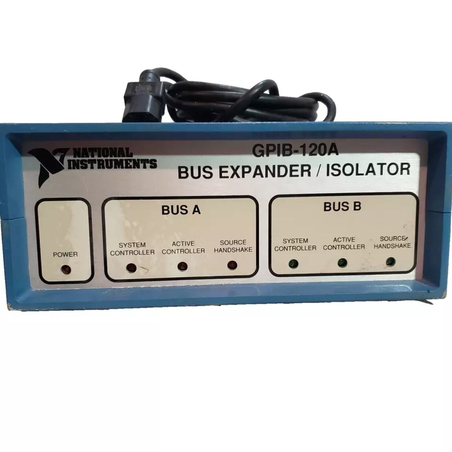 National Instruments GPIB-120A Bus Expander / Isolator, blue industrial automation device.